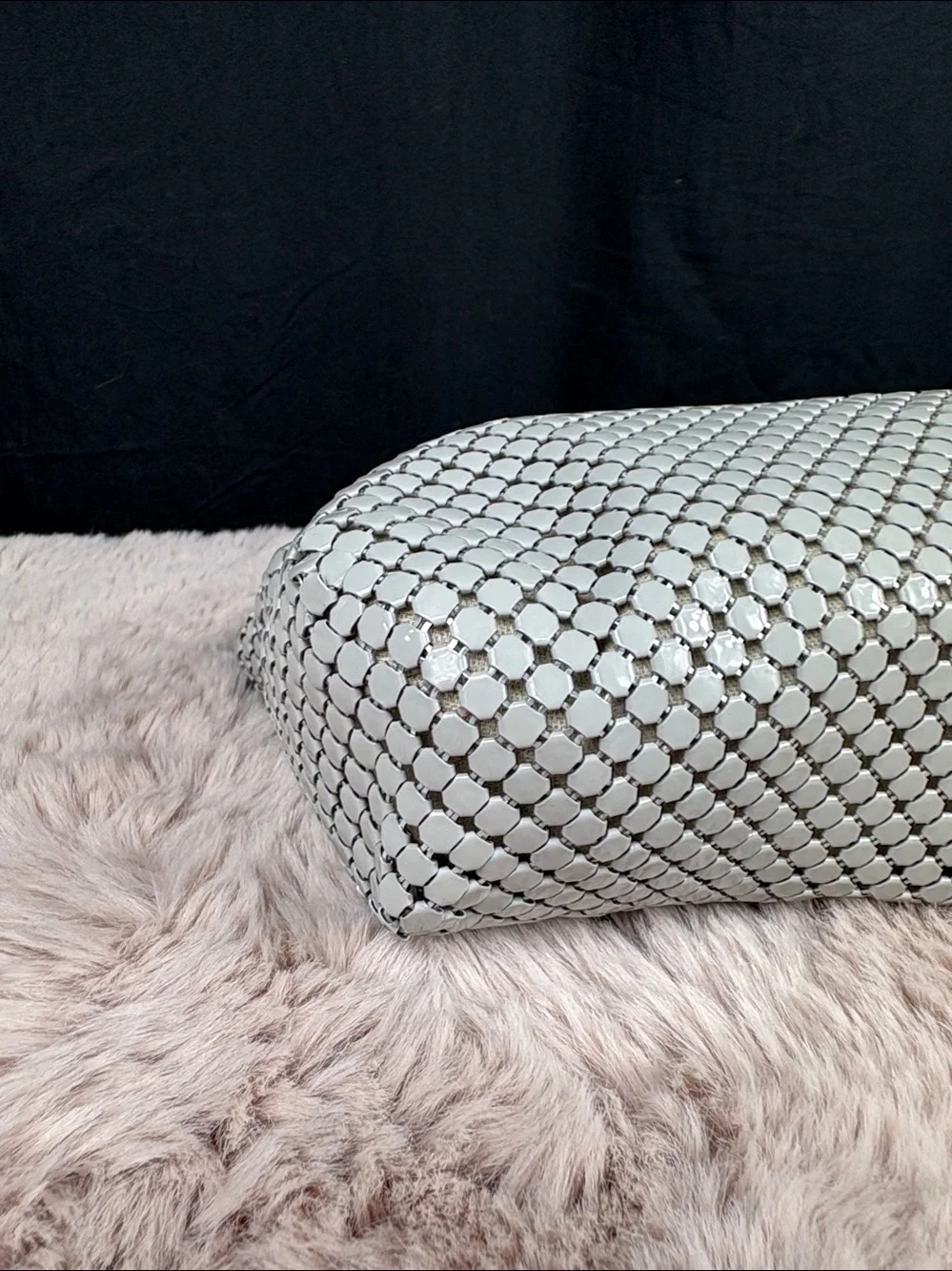 Whiting & Davis Vintage 1970s Gray Metal Mesh Shoulder Bag